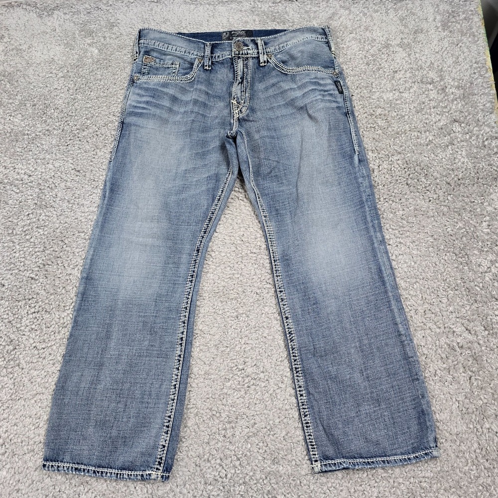 Silver Jeans Mens Zac Relaxed Straight Jeans‎ Light Wash Size 36 (fits 34x29)